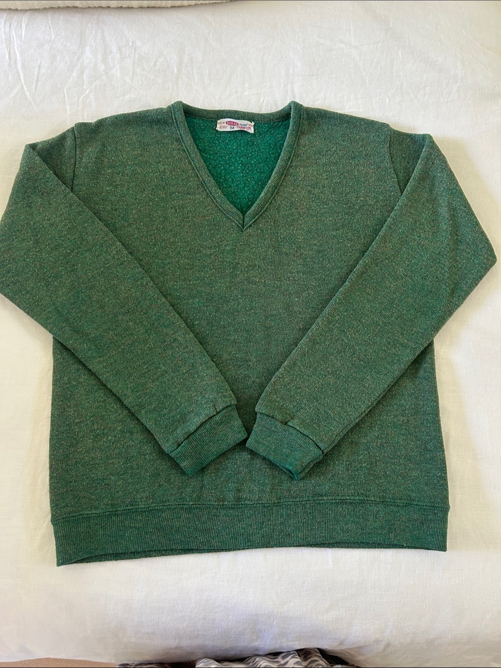 Vintage Champion Green V-Neck Men's Sweater